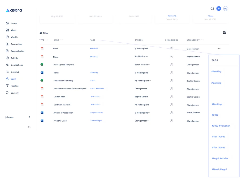 Stay organised with tags by asset type, structure, and purpose
